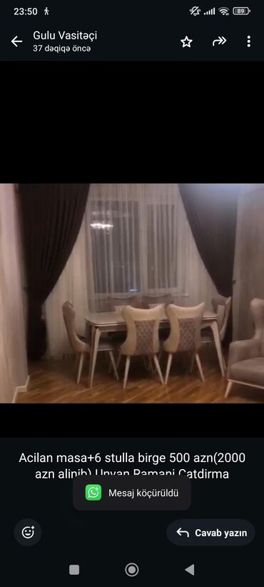 Restoran mebeli: Qonaq otağı üçün, İşlənmiş, Açılan, Dördbucaq masa, 6 stul