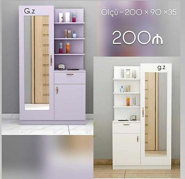 dehliz dolabı: Dəhliz üçün güzgülü dolab - Ölçü: 200 × 90 × 35 sm (şəkildə — 1