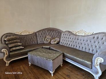 Klassik üslubda L formalı künc divan dəsti - Material: yumşaq