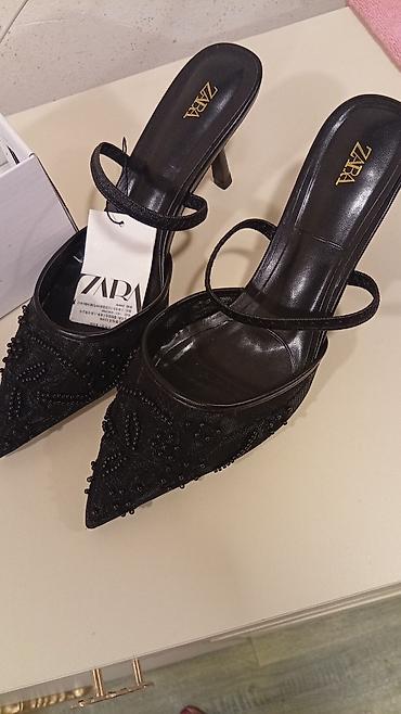 setka ayaqqabı: ZARA qadın ayaqqabısı – qara rəngli, nazik dabanlı mule/sandal tipli — 1