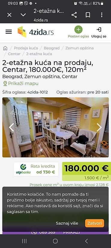 Kuće na prodaju: Dvoetažna kuća, 120 m², Beograd – Zemun, Centar - Raspored: dve etaže — 3