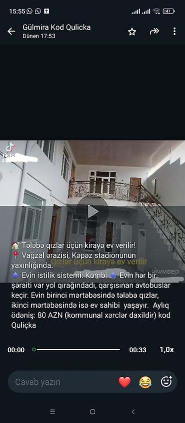 kiraye evler gəncə: Ünvan Gəncə şəhəri tələbələr üçün kirayə evlər çevir bax makler — 3
