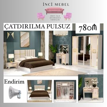 Uşaq və gənc otağı üçün dəstlər: 2 təknəfərlik çarpayı, Dolab, Tumba, 2 tumba, Azərbaycan, Yeni