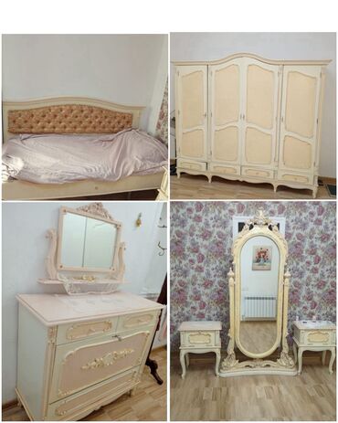 Хозтовары: Двуспальная кровать, Шкаф, Трюмо, 2 тумбы, Б/у