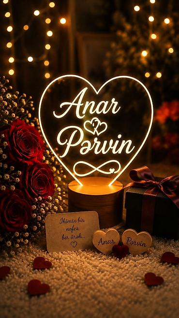 lovhe: Şəxsi adlarla LED ürək abajur – fərdiləşdirilə bilən hədiyyə - — 2