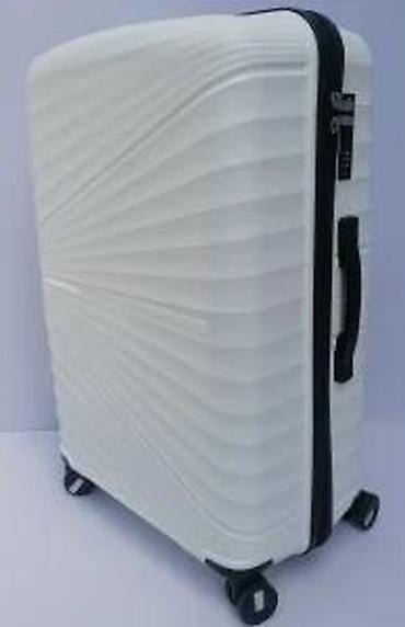 Putni koferi i torbe: Tvrdi kofer na točkiće – beli, moderno reljefno kućište - Materijal — 17