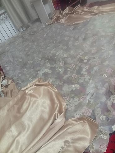 детский шторы: Тюль с цветочным узором + плотные шторы-компаньоны - Комплект — 3