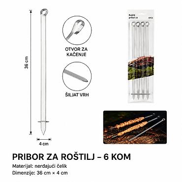 KMT Roštilj ražnjići 2408029 Set od 6 metalnih ražnjića za roštilj