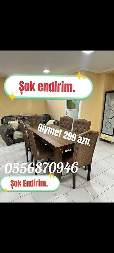 taxt tumba: Qonaq otağı üçün, Yeni, Açılmayan, Dördbucaq masa, 6 stul — 4