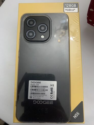 2000 сомдук телефон: DOOGEE, N55, Жаңы, 128 ГБ, түсү - Кара, 2 SIM, eSIM