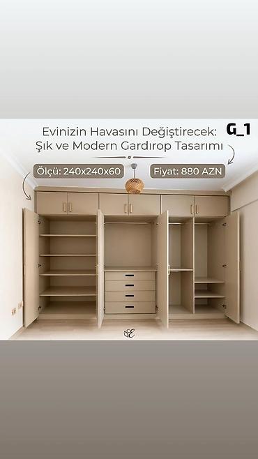 Şık və müasir qardirob dizaynı Ölçü: 240 x 240 x 60 sm Qiymət: 880