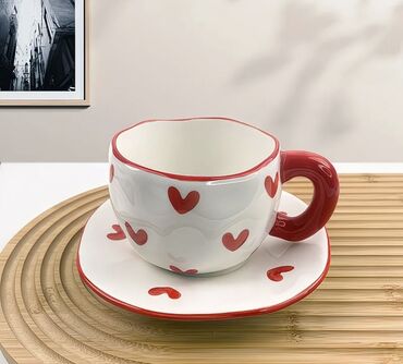 куры петухи: Керамический чайно-кофейный набор из чашки и блюдца. Особенности: -