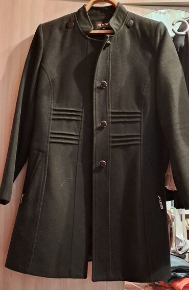 черный пальто: Пальто, Осень-весна, По колено, L (EU 40)