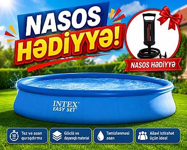 hovuzlar: Elektron Nasos Hediyye. Intex 3.05 × 0.76 m şişmə hovuz 🌊 Yay — 1