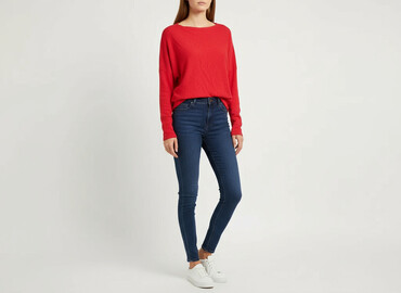 czerwony sweter: Sweter damski, rozmiar S