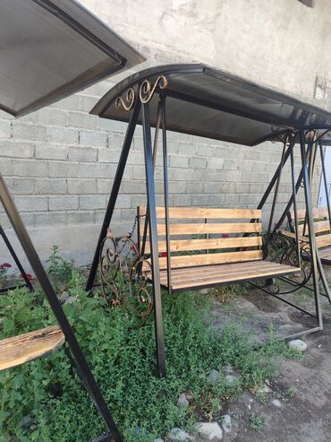 Садовые качели: Садовые качели Металл, Со спинкой, С крышей — 6