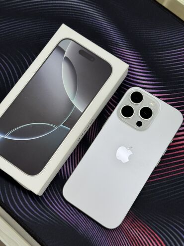 Apple iPhone: IPhone 16 Pro, Б/у, 128 ГБ, White Titanium, Защитное стекло, Чехол, Кабель, 100 %