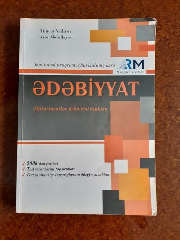 8 ci sinif texnologiya kitabi: Ədəbiyyat test tapşırıqları. RM nəşriyyatı. Yenidir. Üzərində