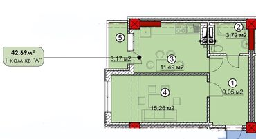 отделка квартир: 1 комната, 43 м², Элитка, 6 этаж, ПСО (под самоотделку)