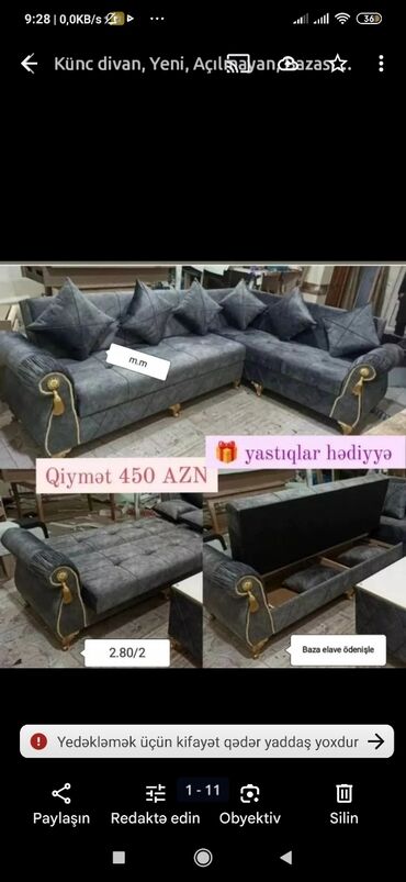 Sifarişlə divanlar: Künc divan, Parça, Bazalı, Açılan, Kitab — 13