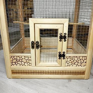 qus adlari: Taxta quş qəfəsi (dekorativ ev formasında) - Material: təbii ağac — 2