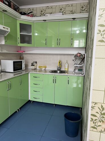 Кухонные гарнитуры: Кухонный гарнитур, Шкаф, цвет - Зеленый, Б/у