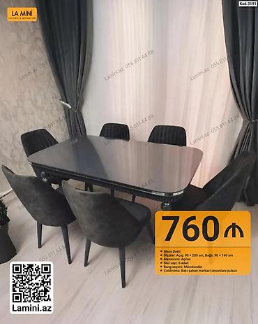 Ev və bağ: Masa dəsti – açılan mexanizmli - Ölçülər: açıq 90×200 sm, bağlı — 1