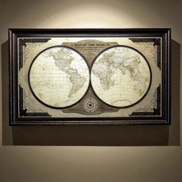 Картины: Элегантное настенное панно с изображением карты мира по версии — 9