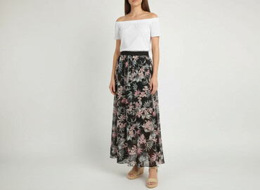 spódnice midi w kwiaty z rozcięciem: H&M, Спідниця жіноча, розмір L