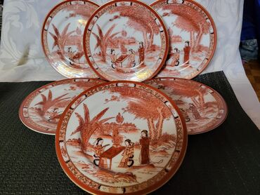 Kuhinjski setovi: Japanski desertni tanjiri,reljefni rad iz 70ih.god. Porcelanski — 8