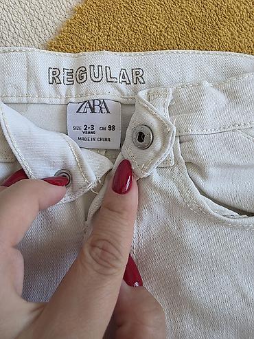 2 yas: Zara Kids ağ rəngli cins şalvar - Model: Regular - Ölçü: 2–3 yaş (98 — 1