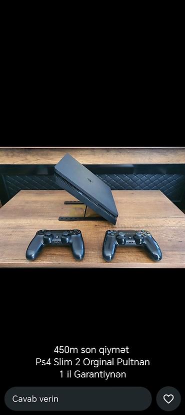 ps4 usb: PS4 Slim oyun konsolu - Model: PlayStation 4 Slim - Komplektasiya: 2 — 1