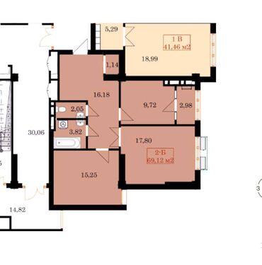 Продажа квартир: 2 комнаты, 69 м², Элитка, 3 этаж, ПСО (под самоотделку)