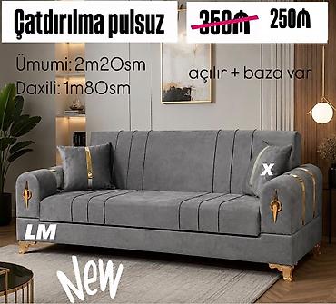 carpayı divan: - Qonaq otağı üçün açılan divan - Rəng: boz (qızılı dekor detal və — 1