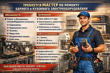 жумушы: Обязанности: Ремонт и обслуживание электрооборудования (инверторов) — 1