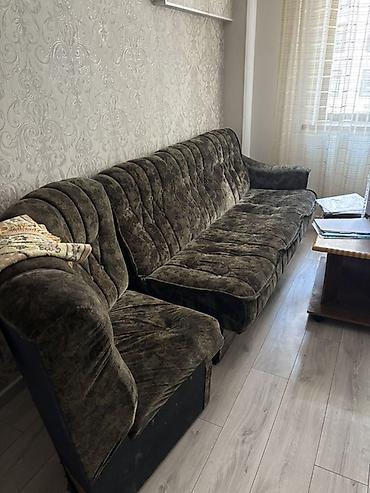 диван одиночка: Диван мягкий модульный, ткань — велюр/флок темно-оливкового оттенка с — 2