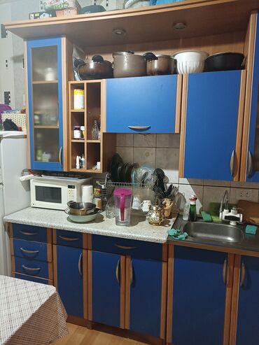 кухонный гарнитур шкаф: Кухонный гарнитур, Шкаф, Барная стойка, цвет - Синий, Б/у