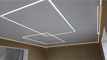 Потолочные работы: Натяжные потолки с трековыми светильниками Парящие потолки Теневые — 9