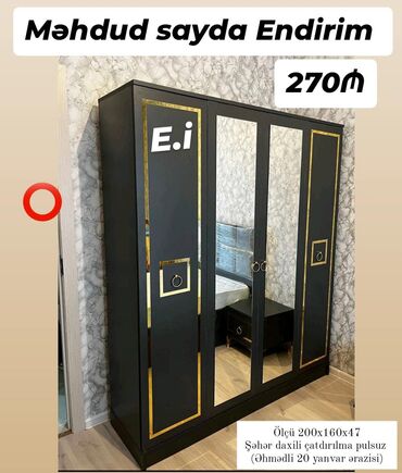 Divanlar: Yeni, Açılan, 4 qapılı Qarderob, paltar dolabı