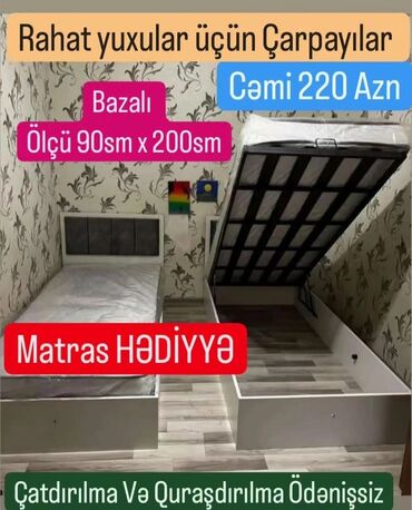 Çarpayılar: Yeni, Təknəfərlik çarpayı, Bazasız, Matras ilə, Siyirməsiz, Azərbaycan — 12