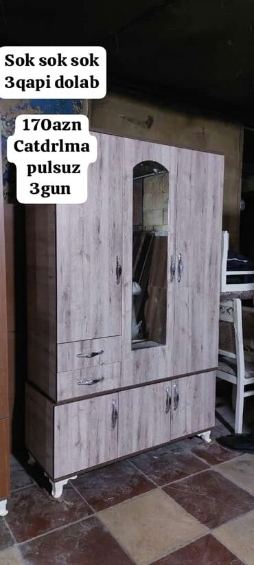 Dolablar: Yeni, Kupe, 3 qapılı Düz dolab, Qarderob, paltar dolabı, Azərbaycan — 2