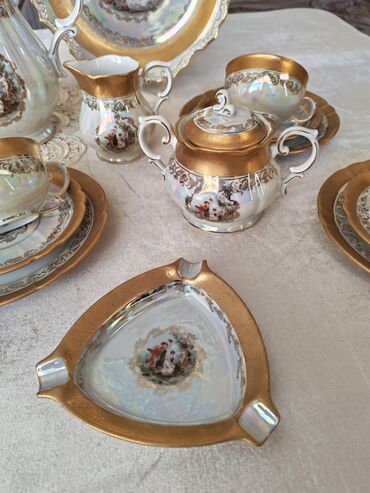 Çay dəstləri və servizlər: Çay dəsti, rəng - Qızılı, Farfor, 6 nəfərlik, Almaniya — 6