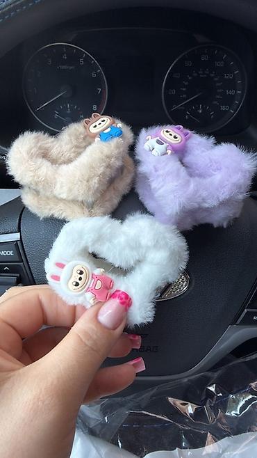 sac rezini: Uşaq saç aksesuarları dəsti - Yumşaq tüklü scrunchie rezinlər: ürək — 1