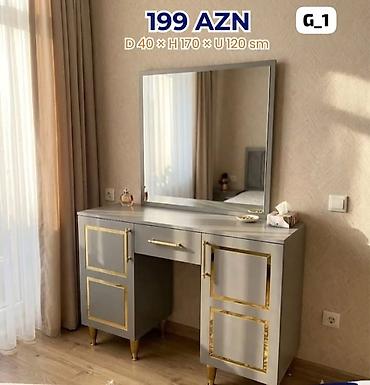 doşəmə ustu guzgu: Gözəllik masası və böyük güzgü dəsti - Ölçülər: D 40 × H 170 × U 120 — 1