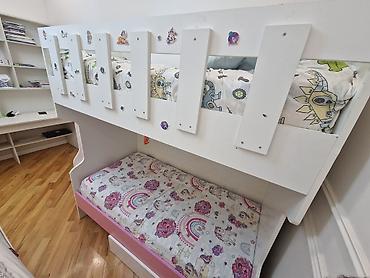 Uşaq mebeli: Oğlan və qız üçün, İşlənmiş, Çarpayı, Matras ilə, Siyirməli, Laminat — 2