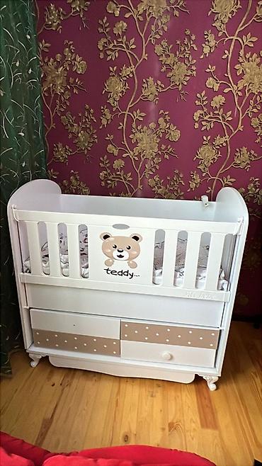 madeyra matras: Uşaq beşiyi – “Teddy” dizaynı - Rəng: ağ, bej nöqtəli dekor panellər — 3