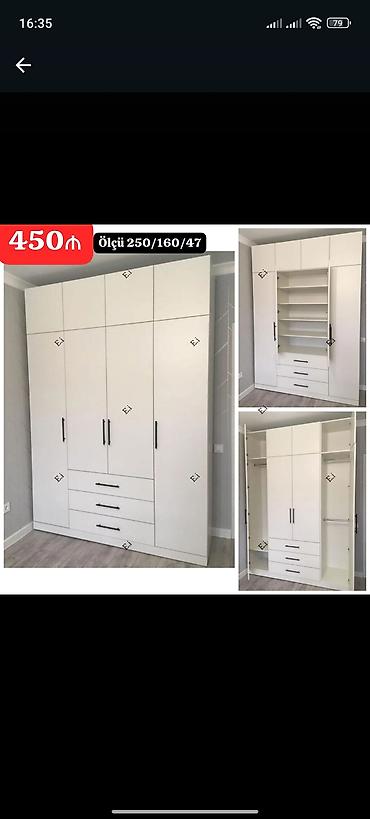Dolablar: Yeni, 6 qapı, Siyirməli, Ağ, Açılan, Düz dolab — 1