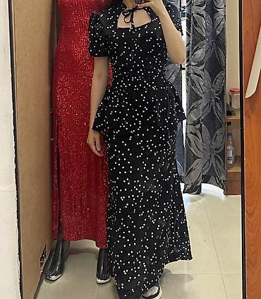 Qara rəngli, ağ xallı maxi don - Naxış: xırda-ağ xallı (polka-dot) - lalafo.az -da Qara rəngli, ağ xallı maxi don - Naxış: xırda-ağ xallı (polka-dot) -