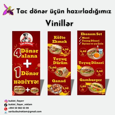 светодиодные экраны для наружной рекламы: Tac Dönər üçün hazırlanmış vinil afişalar Məzmun və dizayn: - Qırmızı