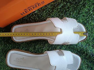 calvin klein cipele zenske: Hermès “Oran” ženske ravne papuče – bela boja - Model: klasični — 4